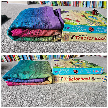 2 images of the same wrap, one before a wash and the other after a wash